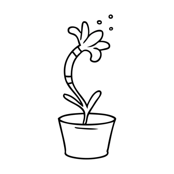 Kreslení čar doodle pokojová rostlina — Stockový vektor