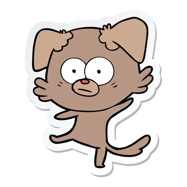 Sticker van de cartoon van een nerveuze hond — Stockvector