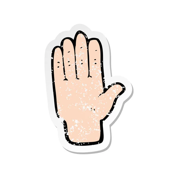 Retro noodlijdende sticker van een cartoon open hand — Stockvector