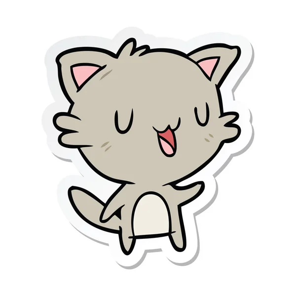 Sticker Cartoon Happy Cat — Stock Vector