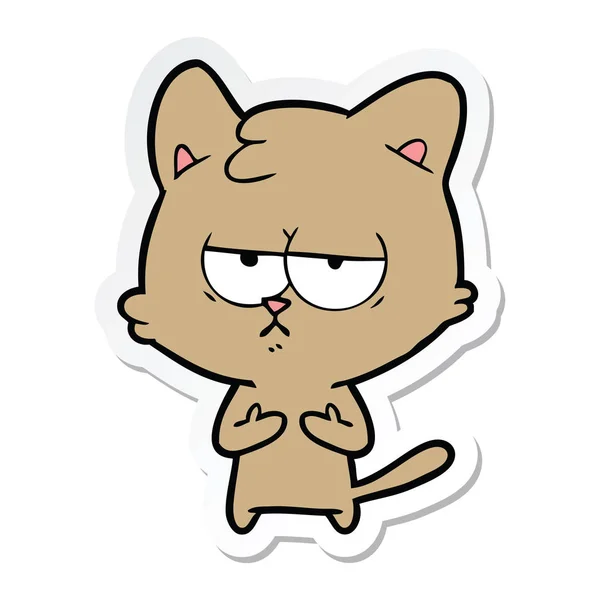 Sticker Bored Cartoon Cat — Stock Vector