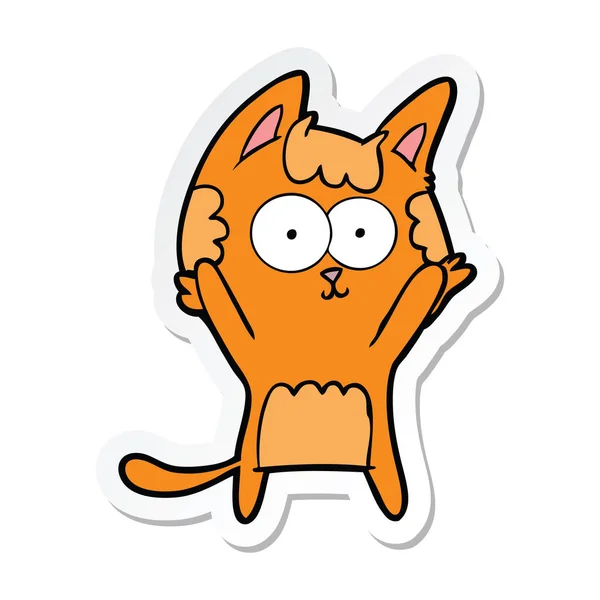Pegatina de un gato de dibujos animados feliz — Vector de stock