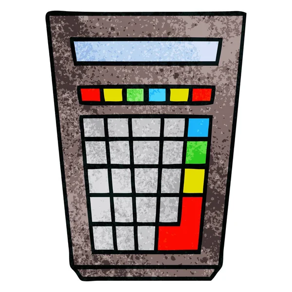 Eccentrico disegnato a mano calcolatrice cartone animato — Vettoriale Stock