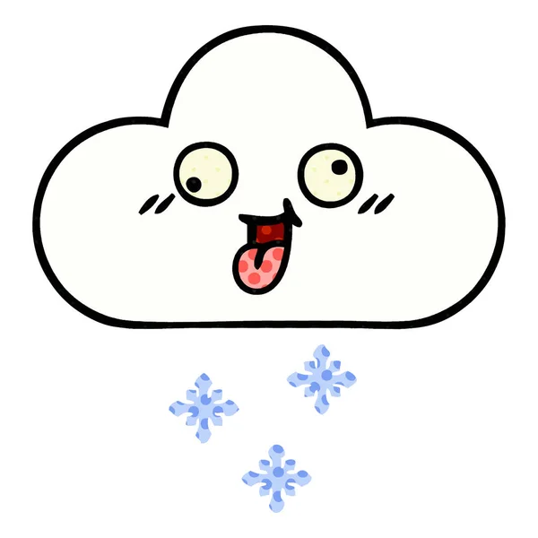 Comic book style cartoon snow cloud — Stock Vector