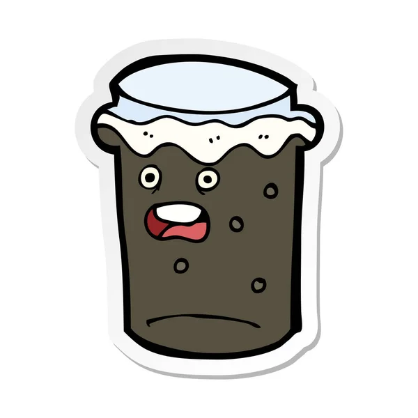 Pegatina de un vaso de dibujos animados de cerveza fuerte — Vector de stock