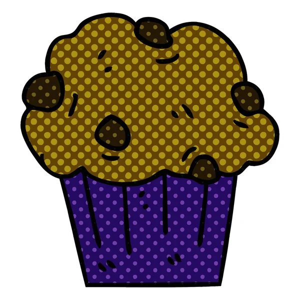 Eigenzinnige comic book stijl cartoon chocolade muffin taart — Stockvector