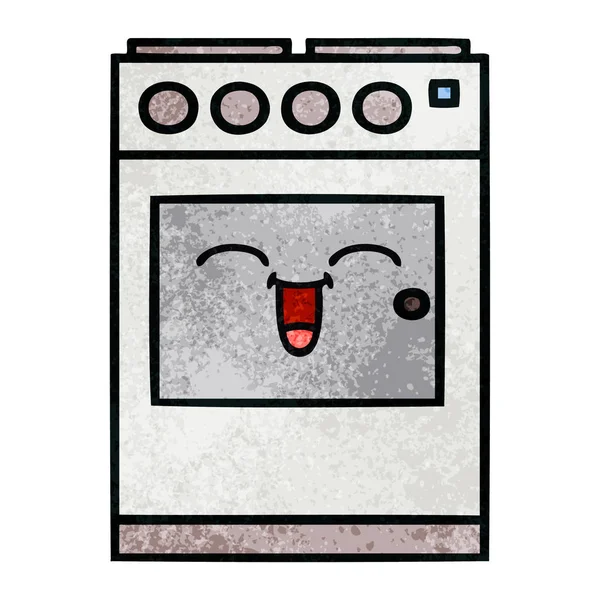 Retro Grunge Textur Cartoon Küche Ofen — Stockvektor