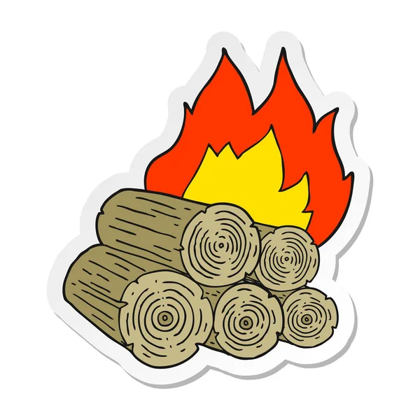 Pegatina de una caricatura quema de troncos — Archivo Imágenes Vectoriales