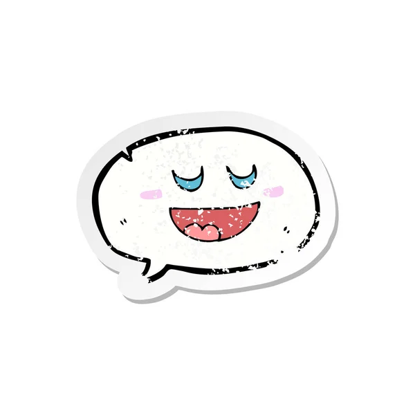 Retro Distressed Sticker Cute Cartoon Speech Balloon — Stock Vector