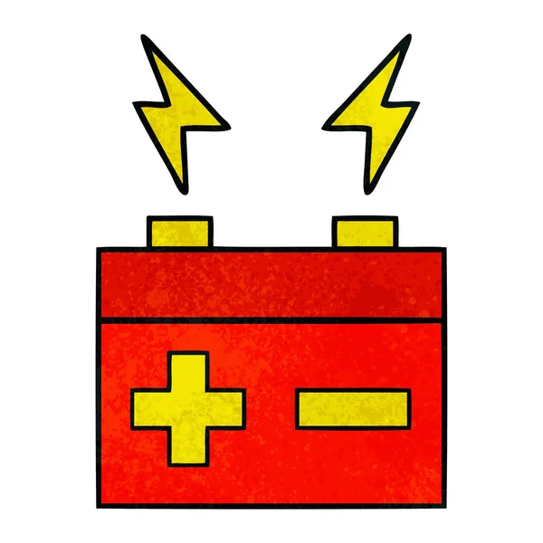 Retro Grunge Textur Cartoon elektrische Batterie — Stockvektor