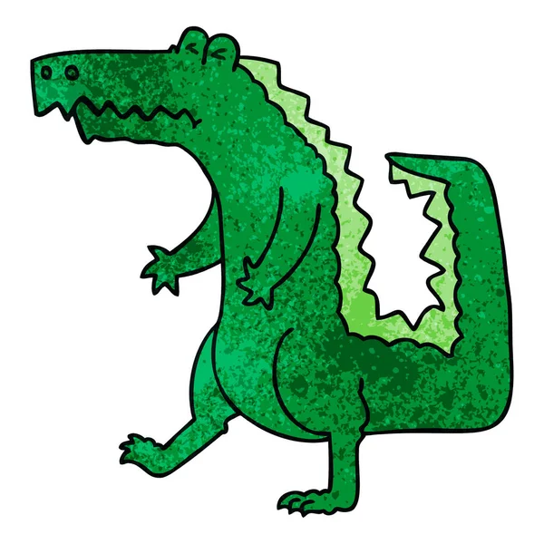 Ekscentryczne ręcznie rysowane kreskówka krokodyl — Wektor stockowy