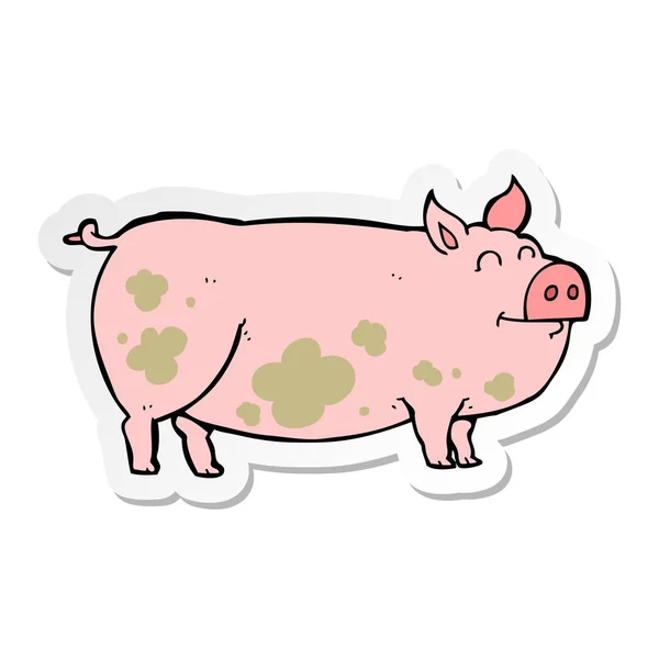 Aufkleber eines schlammigen Schweins aus Cartoon — Stockvektor