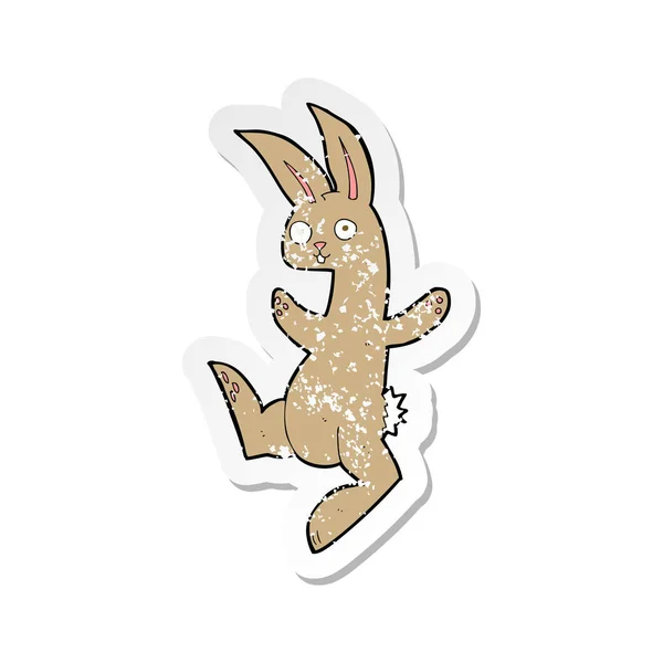 Etiqueta angustiada retro de um coelho engraçado dos desenhos animados — Vetor de Stock