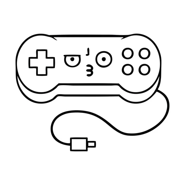 Linea disegno cartone animato gioco controller — Vettoriale Stock