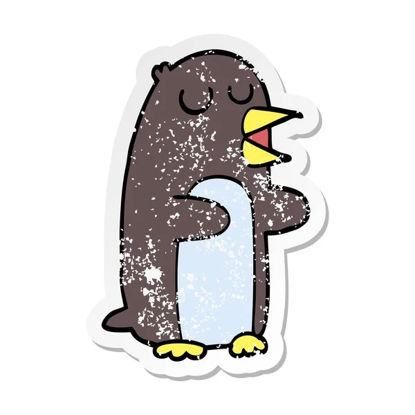 Nödställda Klistermärke Tecknad Pingvin — Stock vektor