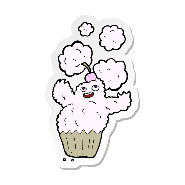 Sticker Cartoon Cupcake Monster — Stock Vector