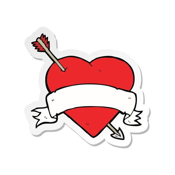 Sticker Cartoon Love Heart Tattoo — Stock Vector
