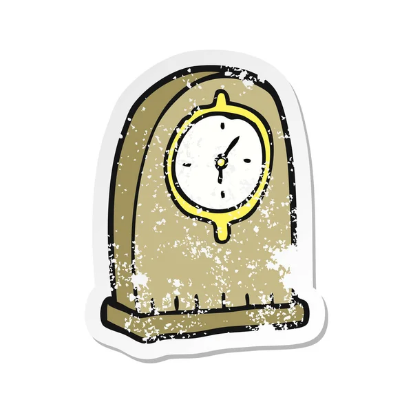 Retro distressed sticker of a cartoon old clock — Stock Vector