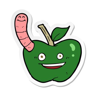 etiket bir karikatür Apple ile solucan