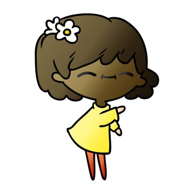 şirin kawaii kızın degrade çizgi film