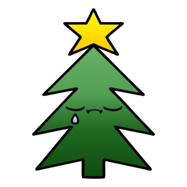 Degrade gölgeli karikatür Noel ağacı