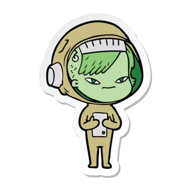 bir çizgi film astronot kadının etiket