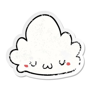 sevimli çizgi bulut sıkıntılı etiket