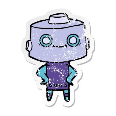 bir çizgi film robot sıkıntılı etiket