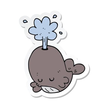 bir çizgi film spouting balinanın etiket