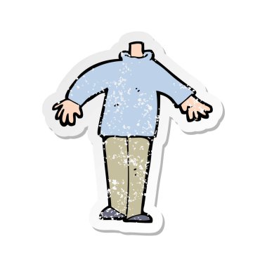 bir çizgi film erkek vücudunun Retro sıkıntılı etiket