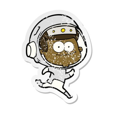 mutlu astronot karikatür sıkıntılı etiket