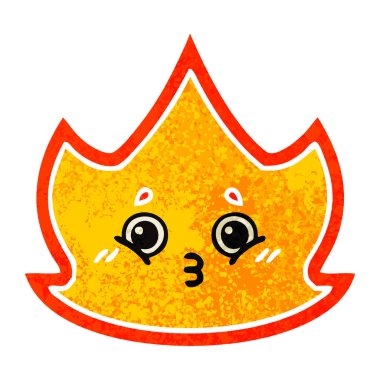 Retro illüstrasyon tarzı çizgi film ateş