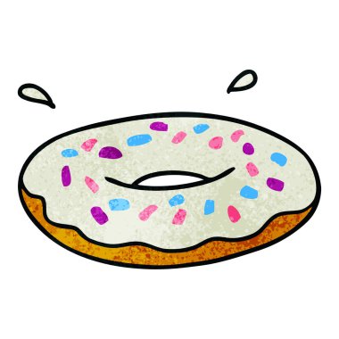 dokulu karikatür doodle bir buzlu halka çörek