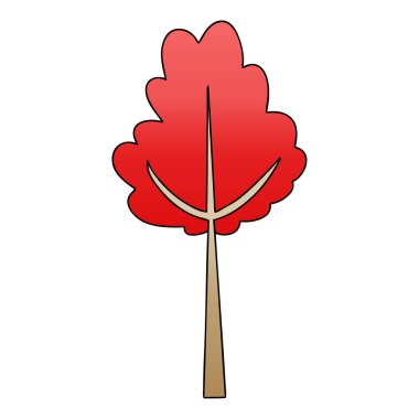 sonbahar ağacında ilginç degrade gölgeli çizgi film