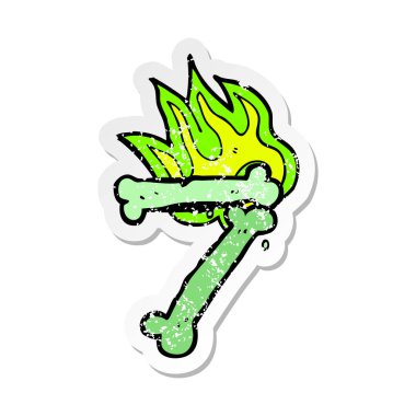 bir karikatür Retro sıkıntılı etiket Cadılar Bayramı kemik numarası