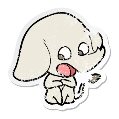 sevimli çizgi fil sıkıntılı etiket