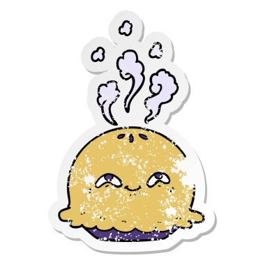 bir çizgi film pastası sıkıntılı etiket