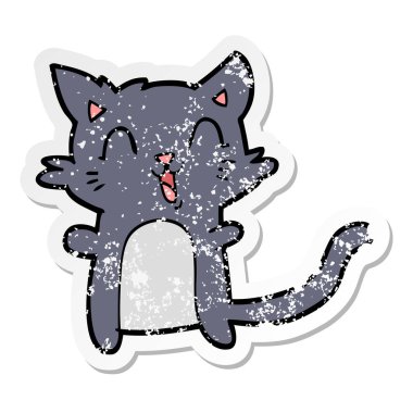 bir karikatür mutlu kedi sıkıntılı etiket