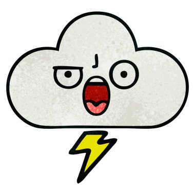 Retro grunge doku karikatür bir fırtına bulutu