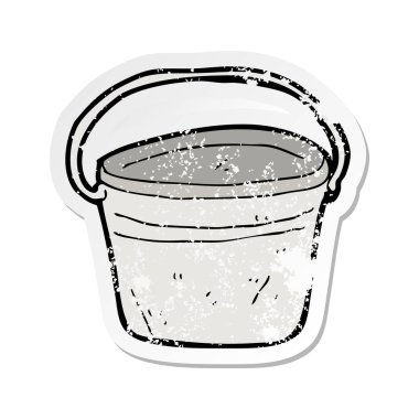 bir çizgi film metal kova Retro sıkıntılı etiket