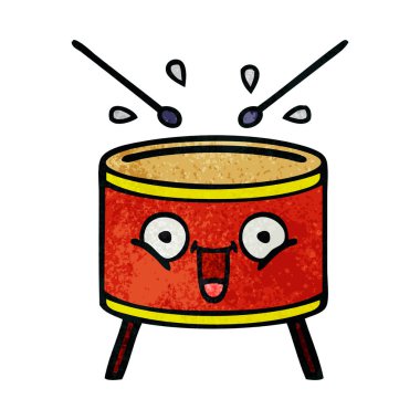 Retro grunge doku karikatür bir davul