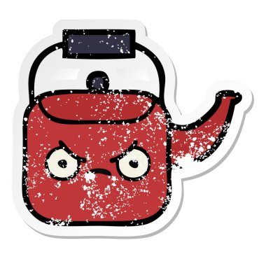 sevimli çizgi Kettle sıkıntılı etiket