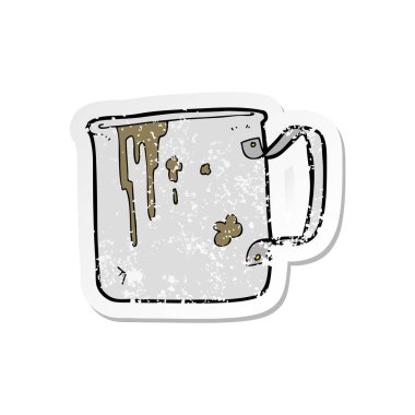 Retro sıkıntılı etiket bir çizgi film eski teneke Kupası