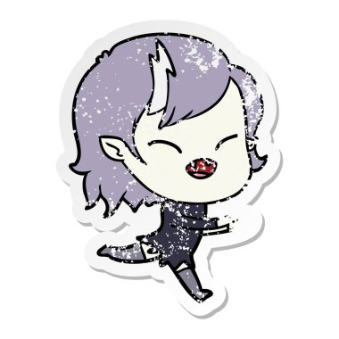 kaçan vampir kız gülerek bir karikatür sıkıntılı etiket