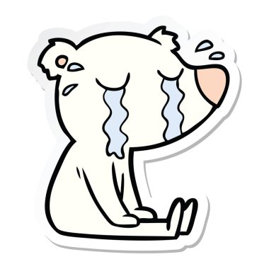 oturma kutup ayısı ağlıyor çizgi film etiketi