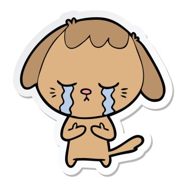 etiket bir karikatür ağlayan köpek