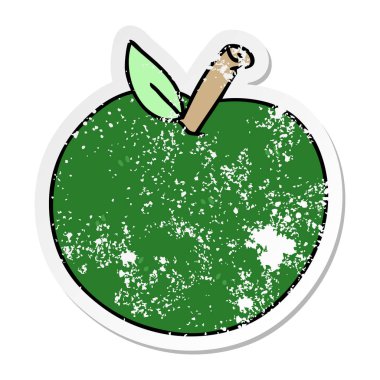 ilginç bir el sıkıntılı etiket karikatür elma çizilmiş