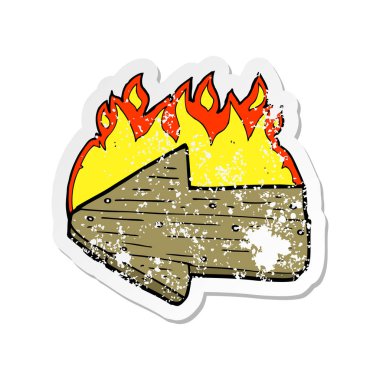 Retro etiket yön ok yanan bir karikatür sıkıntılı