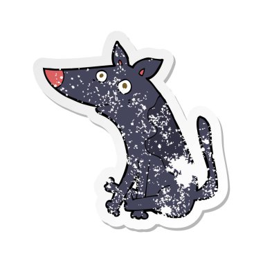Retro sıkıntılı etiket bir karikatür köpek
