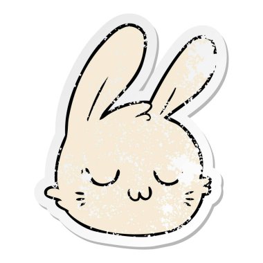 bir karikatür tavşan yüz sıkıntılı etiket